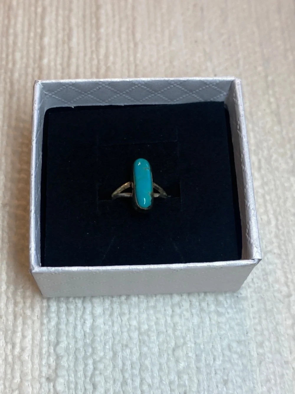 Vintage Sterling Silver Turquoise Pinky Child Ring Southwestern Old Handmade